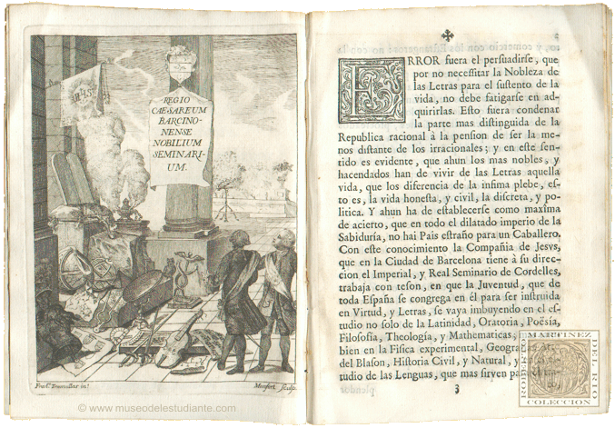 Acto acadmico de buenas letras, y exercicios de Caballeros, que al Serenssimo Prncipe de Asturias nuestro Seor don Carlos Antonio (que Dios guarde) consagr el Real Seminario de Nobles de Barcelona, que eft  cargo, y direccin de los PP. de la Compaa de Jess, En los das 7, y 8 de Enero del ao de 1762