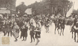 Historical procession of the students at the University of Paris: The pipers at the head of the procession