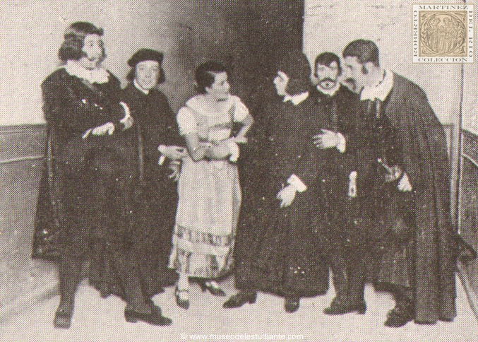 A scene from "The student who goes to bed," performed by distinguished youth of Madrid society at the Teatro de la Zarzuela