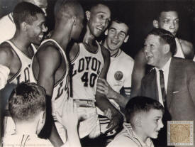The college basketball team at Loyola University, NCAA champion