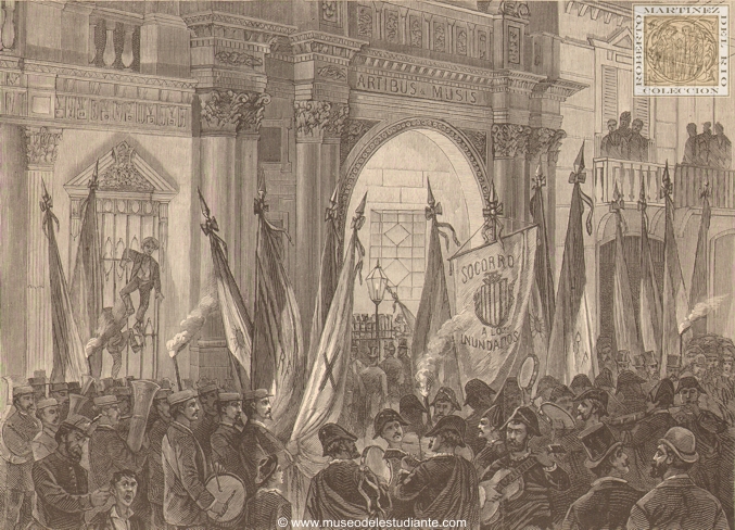 Buenos Aires (South America). Demonstration of the spanish colony in favour of France, benefactor of Murcia