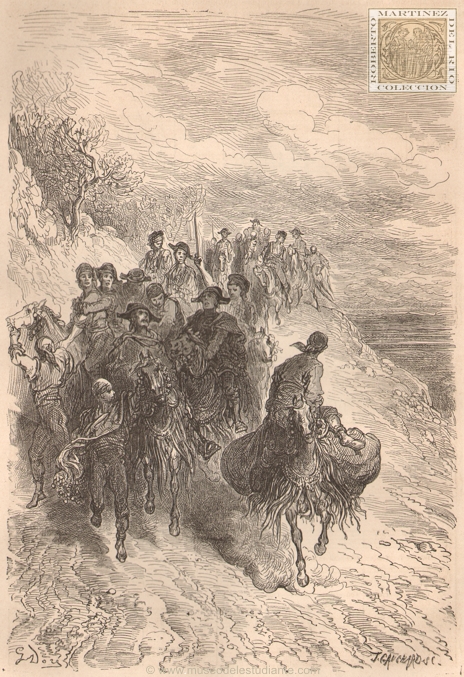 The students of the Tuna traveling with the muleteers