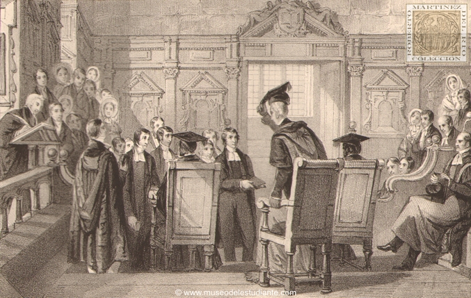 El Vicerrector confiriendo el grado de Bachiller en Artes, en Oxford, 1842