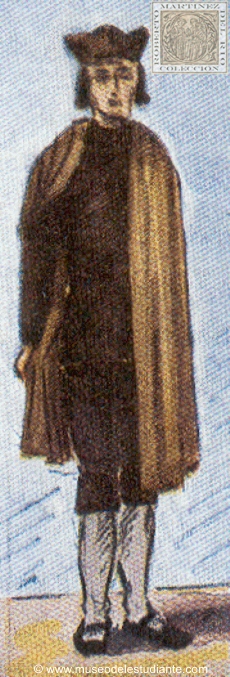 The costume of the university according to the reform of Bishop Antonio Agustn in 1575. With half cloak