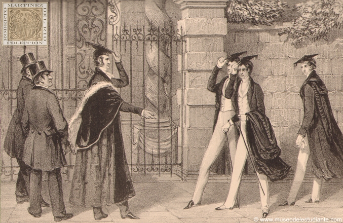 An Oxford Proctor requesting a student to put on his gown, instead of carrying it on his arm