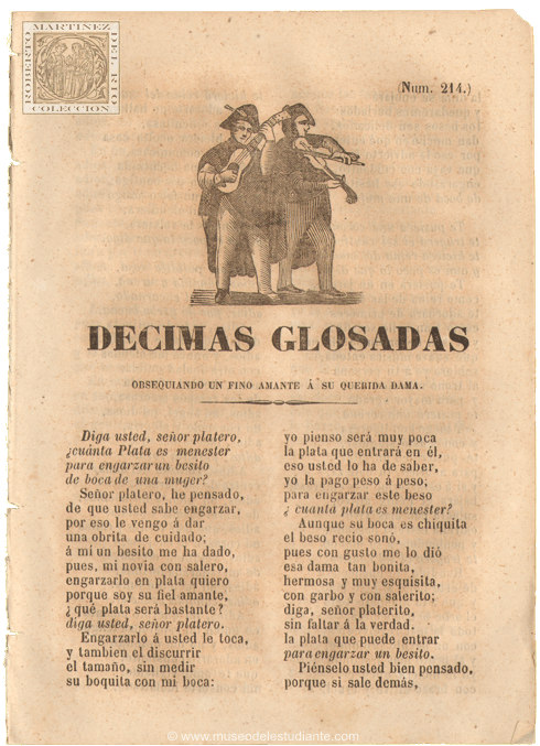 Dcimas glosadas obsequiando un fino amante  su querida dama