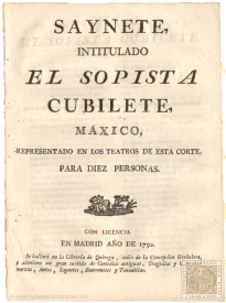 Saynete intitulado El sopista Cubilete, Máxico