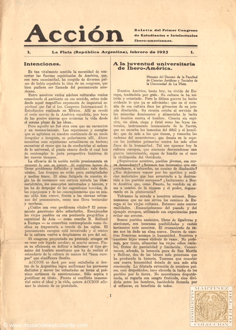 Accin. Boletn del Primer Congreso de Estudiantes e Intelectuales Ibero-americanos - 1925