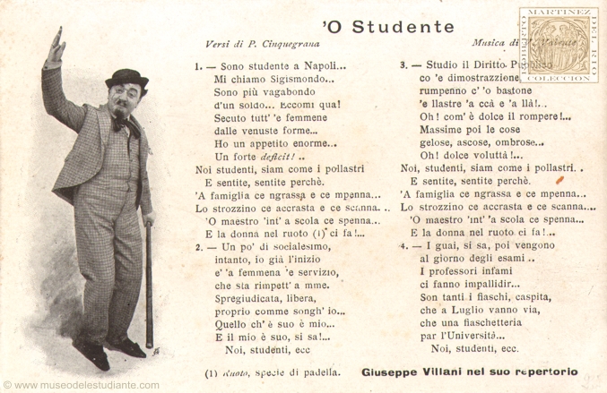 O Studente (Giuseppe Villani nel suo repertorio)