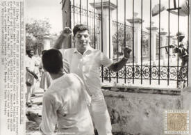 Student shot in santo Domingo. Associated Press photographer James Bourdier made this picture at the instant when a Dominican Army guard shot and killed a student participating in a demostration outside the National Palace on Sept. 27. The student and others had come to the palace to portest the presence of U. S. troops in Santo Domingo