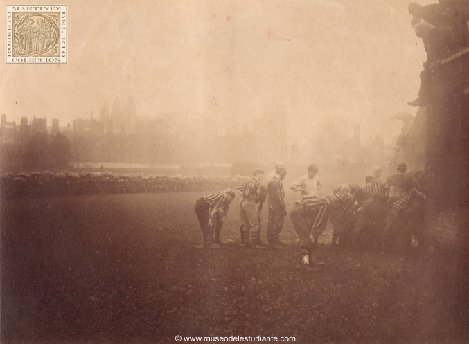 Students at Eton College playing the Wall game