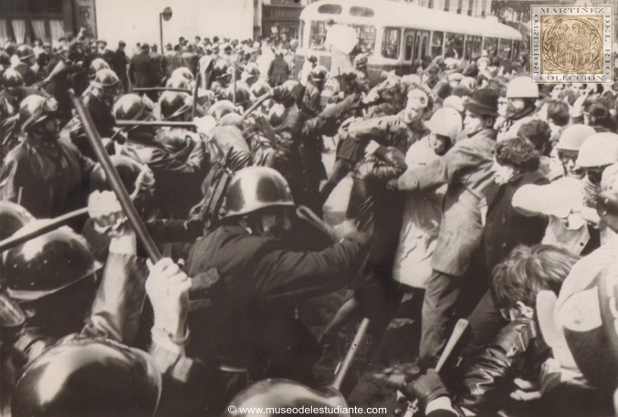 Paris student riots erupt. Paris police use clubs to quell battling demonstrations near the Sorbone