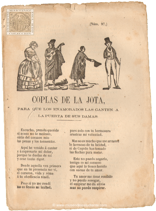 Coplas de la jota, para que los enamorados las canten a la puerta de sus damas