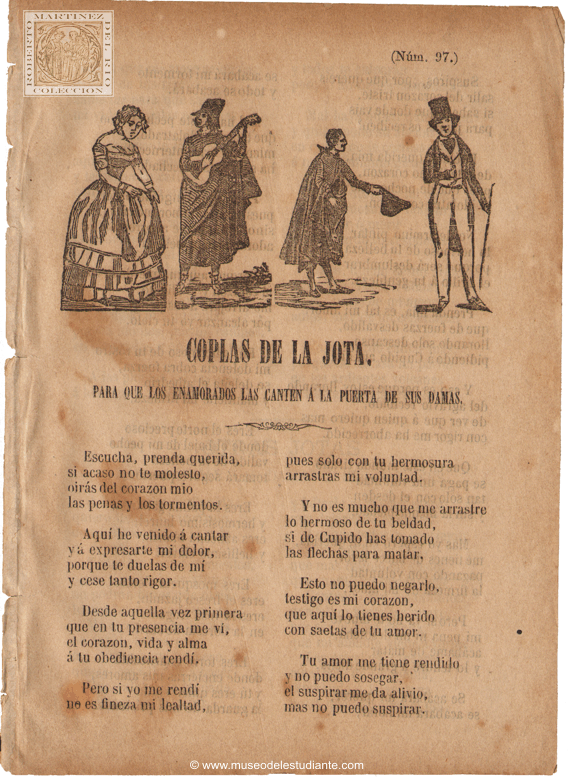 Coplas de la jota, para que los enamorados las canten a la puerta de sus damas