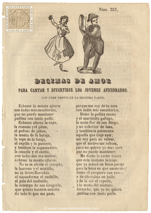 Dcimas de amor para cantar y divertirse los jvenes aficionados con unos trovos en la segunda parte