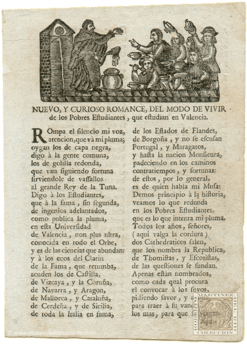Nuevo, y curioso romance, del modo de vivir de los Pobres Estudiantes, que estudian en Valencia