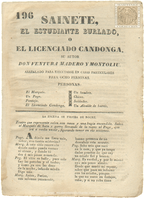 Sainete, El estudiante burlado,  el licenciado Candonga